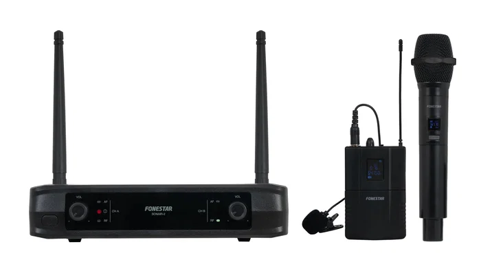 Fonestar SONAIR-2MP Sistema de Micrófono Inalámbrico UHF Doble Fonestar SONAIR-2MP Sistema de Micrófono Inalámbrico UHF Doble