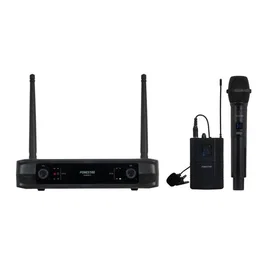 Fonestar Sonair Pack de Micrófono Inalámbrico UHF Doble con Micrófono de Mano y de Petaca, 2mp, Frecuencias Fijas, Alcance >30m, Compatible con Micrófonos Cabeza/Corbata
