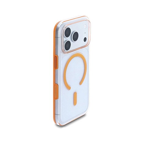 DeLOCK Funda protectora para iPhone 17 Pro compatible con MagSafe transparente-naranja