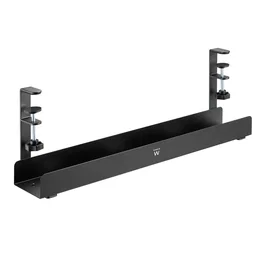 Ewent EW1548 Bandeja de Gestión de Cables para Bajo del Escritorio, Negro, Metálica, 60 cm, Sin Taladro, Fácil Instalación, Hasta 5 Kg, Organizador para Cableado y Regleta