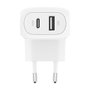 Belkin Boost Charge 42W Cargador de Pared Dual USB-C y USB-A Blanco