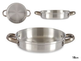 Kinvara Sartén de Aluminio con Asas 18 cm Plata Apta para Gas y Horno (Set de 12)