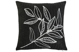 DKD Home Decor Cojín Bordado Negro y Blanco 42x42x15 cm