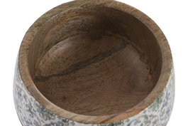 DKD Home Decor Bol de Mango Lacado Verde y Blanco, Pack de 2