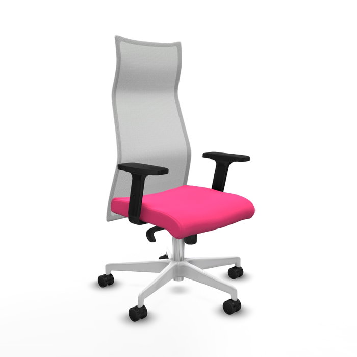 PIQUERAS Y CRESPO Sillón Albacete con mecanismo Sincro, Similpiel Rosa y Malla Blanco PIQUERAS Y CRESPO Sillón Albacete con mecanismo Sincro, Similpiel Rosa y Malla Blanco