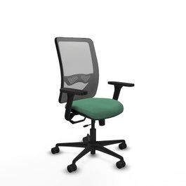 PIQUERAS Y CRESPO Silla de oficina Zulema con mecanismo Sincro/Traslack, Verde esmeralda y Gris