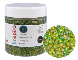 Innspiro Rocalla de Vidrio Redonda Aurora Boreale Verde Aguacate 2,3mm 120g