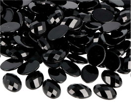 Innspiro Gemas Decorativas Acrílicas Ovaladas Negro Opaco 13x18mm 500u.
