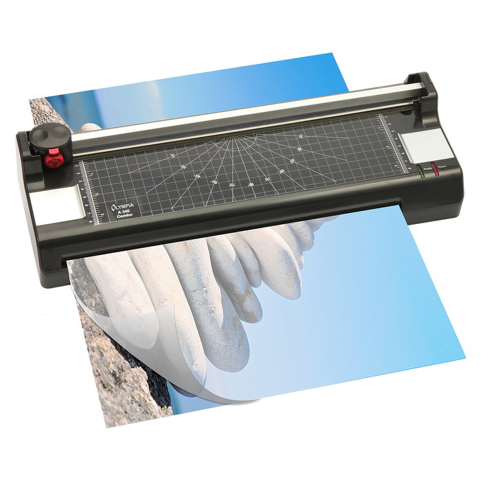 Olympia A 340 Combo Plastificadora en Frío/Caliente Formato A3 hasta 33 cm con Cortador de Papel Manual