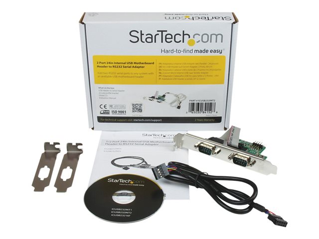 StarTech.com Adaptador Interno USB a 2 Puertos Serie RS-232 con Bracket - Conectividad DB9 para Equipos Industriales, Compatible con Windows, macOS, Linux