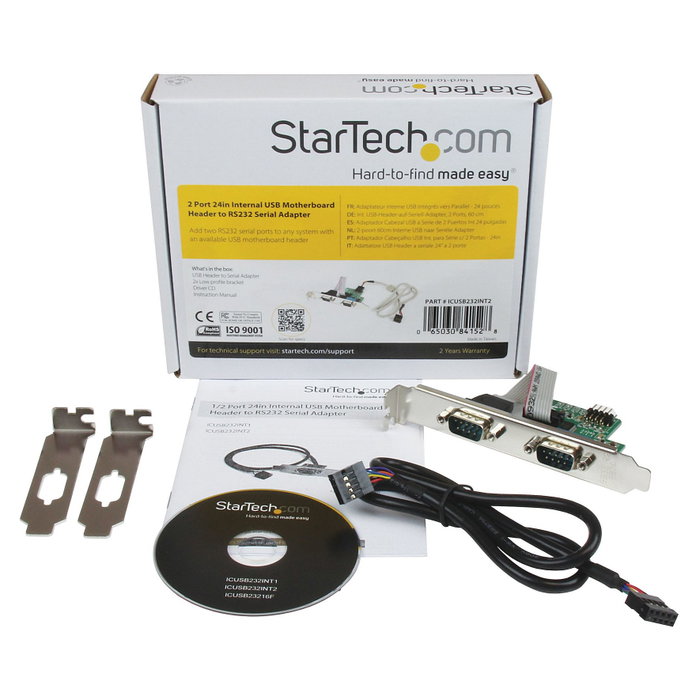 StarTech.com Adaptador Bracket de Placa Base Interna USB a 2 Puertos Serie DB9 RS-232 ICUSB232INT2