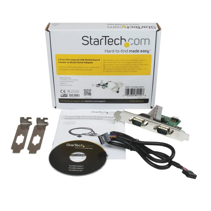 StarTech.com Adaptador de placa base USB a 2 puertos serie RS-232 DB9