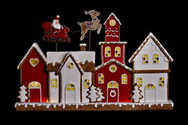 DKD Home Decor Casa Navidad Fantasía Rojo Blanco Resina LED 7.5 x 27 x 41 cm
