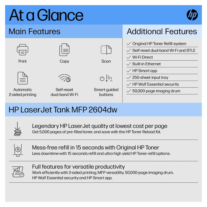 HP LaserJet Tank 2604dw Multifunción Láser Monocromo Gris HP LaserJet Tank 2604dw Multifunción Láser Monocromo Gris