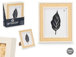 Giftdecor Portafotos Natural Cuerda 20 x 25 cm Blanco y Natural Madera (MDF) (Set de 12)