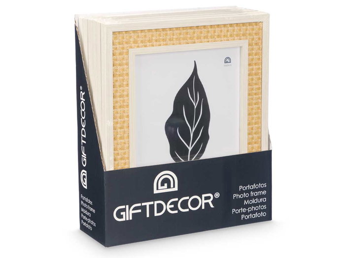 Giftdecor Portafotos Natural Cuerda 20 x 25 cm Blanco y Natural Madera (MDF) (Set de 12)