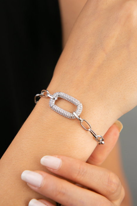 Heliophilia Silver Pulsera CBL9343 Metal con Circonitas Color Plata 20 cm