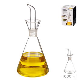 Kozina Aceitera de Cristal Antigoteo con Capacidad de 1 Litro para Cocina y Mesa - Diseño Práctico y Elegante