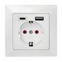 LogiLink Toma de corriente empotrada con 1x CEE 7/3, 1x USB-A y 1x USB-C