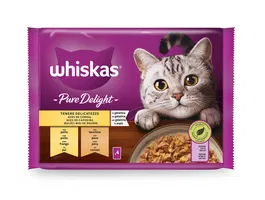Mars Whiskas Pure Delight Selección Aves, 13 Paquetes de 4x85 gr, Comida Húmeda para Gato
