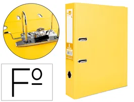 Liderpapel Archivador de Palanca Folio Documenta Rado Lomo 75mm Amarillo con Compresor Metálico
