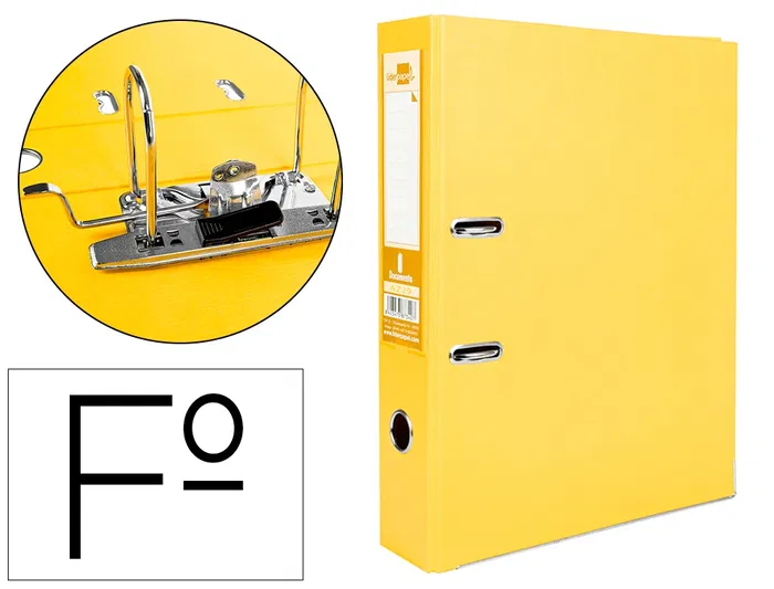 Liderpapel Archivador de Palanca Folio Documenta Rado Lomo 75mm Amarillo con Compresor Metálico Liderpapel Archivador de Palanca Folio Documenta Rado Lomo 75mm Amarillo con Compresor Metálico