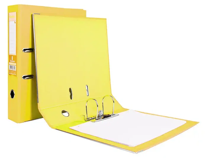 Liderpapel Archivador de palanca forrado PVC Amarillo 75mm Folio
