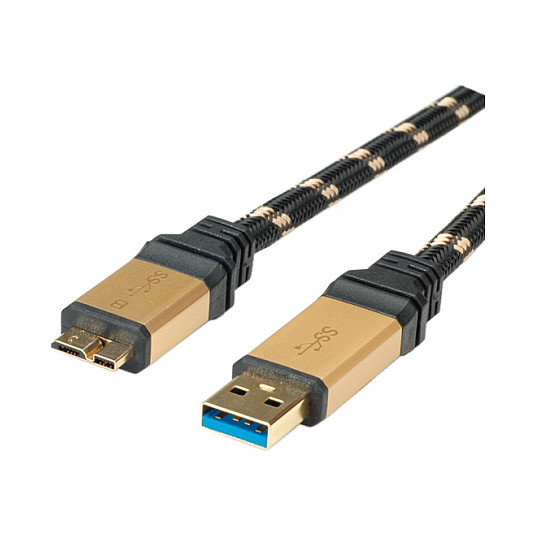 ROLINE Cable USB 3.2 Gen 1 A a Micro-USB B 0,8 m Negro, Oro