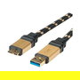 ROLINE 11.02.8878 Cable USB 3.2 Gen 1 A-Micro B Macho/Macho 0.8m Negro Oro