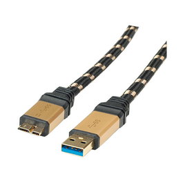 ROLINE 11.02.8878 Cable USB 3.2 Gen 1 A-Micro B Macho/Macho 0.8m Negro Oro