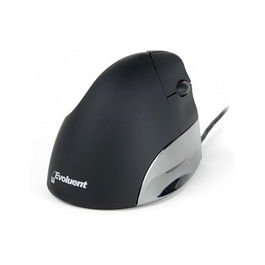 Evoluent Standard Ratón Ergonómico Vertical para Diestros, 3 Botones, Óptico 1500 DPI, Conectividad USB Tipo A, Color Negro, Gris, Plata