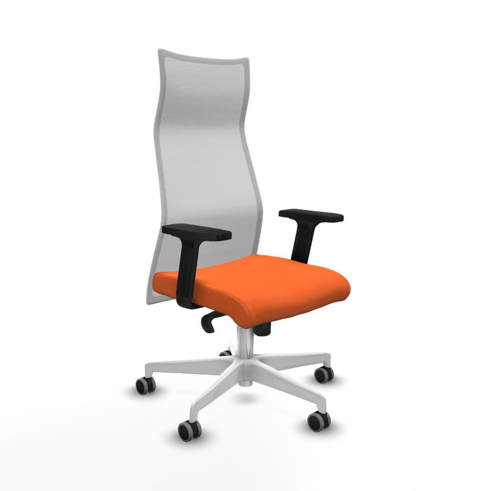 PIQUERAS Y CRESPO Sillón Albacete con Mecanismo Sincro, Tela Naranja y Malla Blanca PIQUERAS Y CRESPO Sillón Albacete con Mecanismo Sincro, Tela Naranja y Malla Blanca