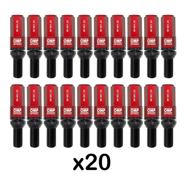 OMP Speed Juego de 20 Tornillos con Protector de Aluminio Rojo M14x1.25 OMP Speed Juego de 20 Tornillos con Protector de Aluminio Rojo M14x1.25