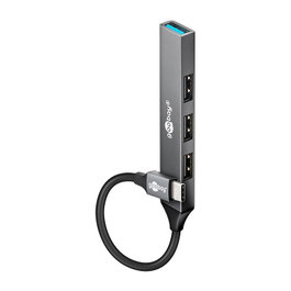 Goobay Slim 4-Port USB-Hub USB-C a USB-A 5 Gbit/s Gris claro