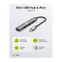 Goobay Slim 4-Port USB-Hub USB-C a USB-A 5 Gbit/s Gris claro