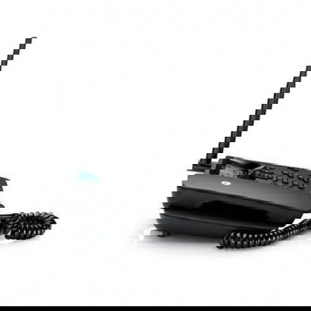 Motorola FW200L - Teléfono fijo inalámbrico DECT GSM con cable, pantalla LCD 2.2", agenda 1000 contactos, batería recargable, color negro