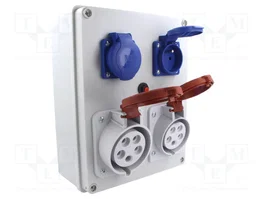 PAWBOL Cuadro de distribución IP44 en ABS con enchufes CEE