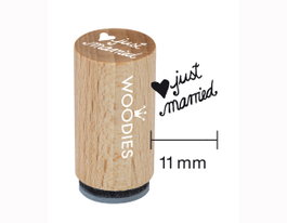 Woodies Sello mini de madera y caucho Just married 15x25mm