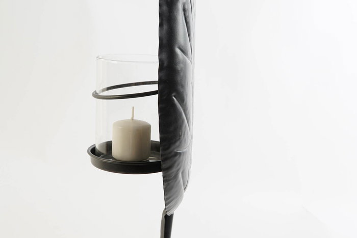 DKD Home Decor Portavelas Vintage Negro Marron Oscuro Metal Madera Cristal 20 x 51 x 20 cm (4 Unidades)