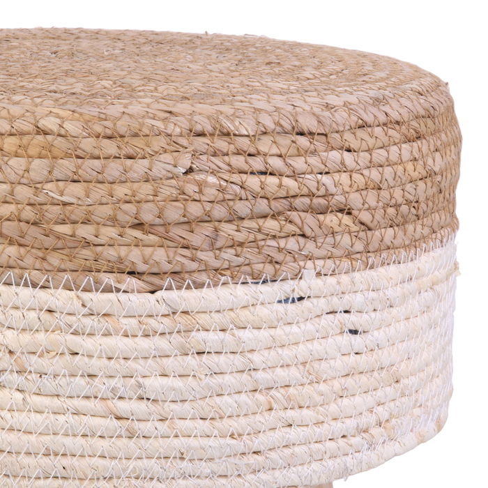 Home Deco Factory Taburete Mirage Beige Trenzado D.30 cm H.43 cm