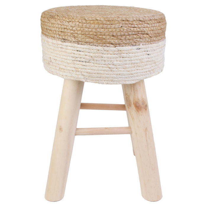 Home Deco Factory Taburete Mirage Beige Trenzado D.30 cm H.43 cm