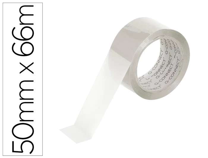 Q-connect Cinta de embalaje adhesiva transparente de polipropileno 66m x 50mm, silenciosa y de alta adherencia, para embalar y precintar Q-connect Cinta de embalaje adhesiva transparente de polipropileno 66m x 50mm, silenciosa y de alta adherencia, para embalar y precintar