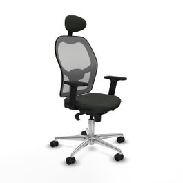 PIQUERAS Y CRESPO Silla de oficina Jorquera con mecanismo Sincro, Tela Negra y Malla Gris