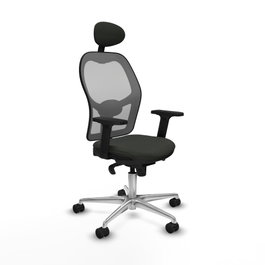 PIQUERAS Y CRESPO Silla de oficina Jorquera con mecanismo Sincro, Tela Negra y Malla Gris