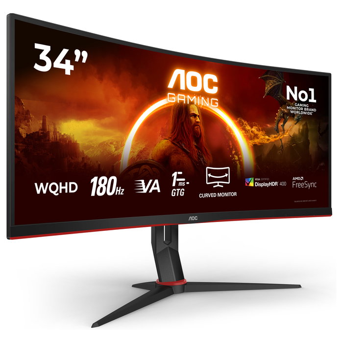 AOC CU34G2XP/BK Monitor Gaming Curvo 34 pulg WQHD 180Hz 1ms