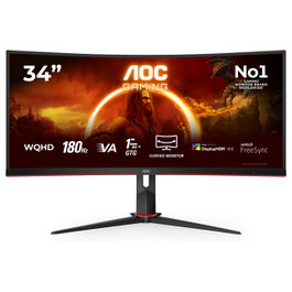 AOC CU34G2XP/BK Monitor Gaming Curvo 34 pulg WQHD 180Hz 1ms