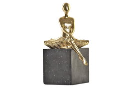 DKD Home Decor Figura Bailarina Dorado y Gris oscuro