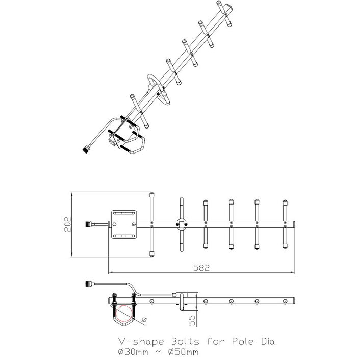 ALLNET Antena YAGI 868MHz 10dBi con conector N-Female para LoRA e IoT