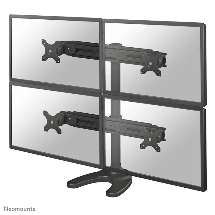 Neomounts FPMA-D700DD4 Soporte de Escritorio para 4 Monitores hasta 30'' (76 cm), Ajustable en Altura, Inclinación y Rotación, Compatible con VESA 75x75 y 100x100, Negro