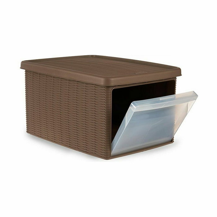 Caja de Almacenaje con Tapa Stefanplast Elegance Beige Plástico Lateral (5 Unidades)